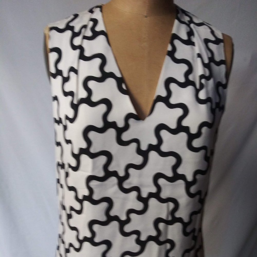 Diane Von Furstenberg White/Black Silk Top